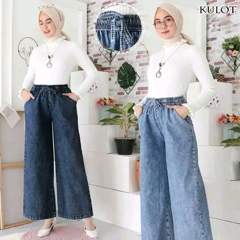 Celana Panjang Kulot Jeans Wanita Bb 65kg Maxx Denim Jeans Premium Pinggang Full Karet Nyaman Simple 6
