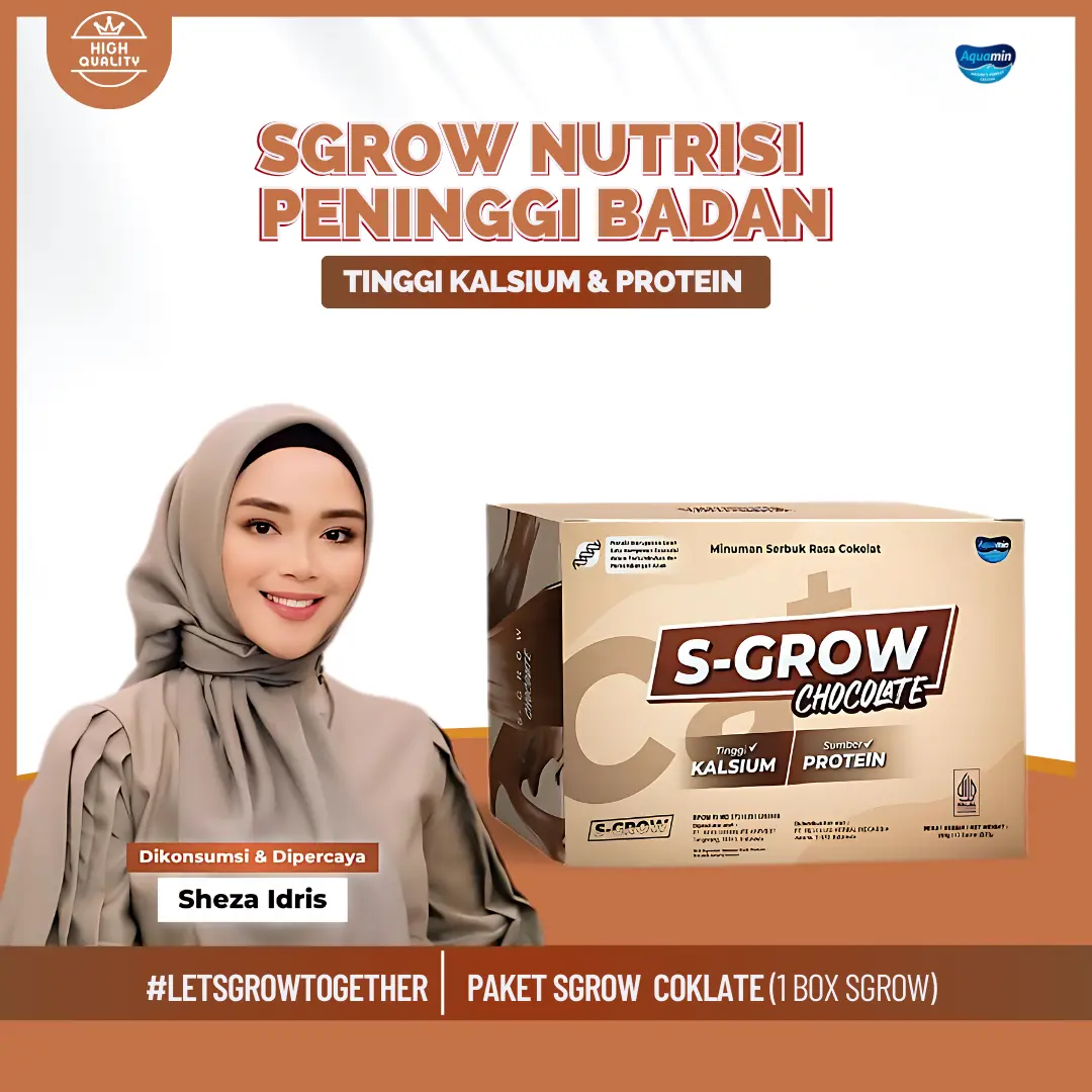 Susu S-GROW Rasa Coklat - Peninggi Badan untuk Anak Pria Wanita Usia 8-35 Tahun - High Calcium High Protein