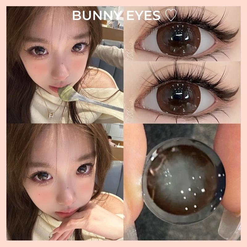 Kính Áp Tròng Lens Nâu Barbie Choco Tự Nhiên Dễ Mang Độ Cận Từ 0.00 Đến 6.00 Độ ,Size 14.5mm (Tặng Kèm Khay Dụng Cụ Đeo )- Bunny Eyes pearly gray  lens