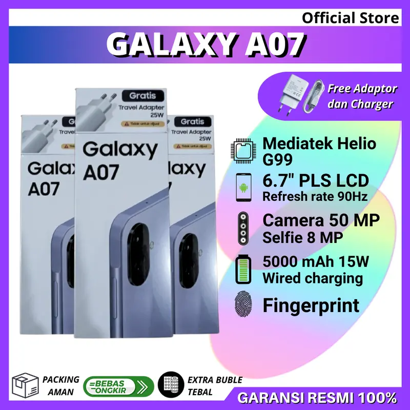 SAMSUNG GALAXY A07 8/256 GB - SAMSUNG GALAXY A07 6/128 GB - SAMSUNG GALAXY A07 4/128 GB - SAMSUNG GALAXY A07 4/64 GB GARANSI RESMI