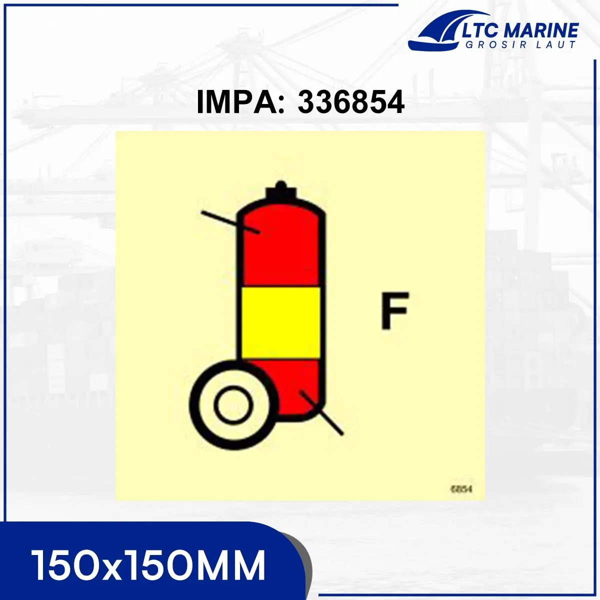 IMPA 336854 Fire Control Sign A952 - Foam Wheeled Fire Extinguisher 150x150MM Glow in the Dark IMO Safety Sign Kapal