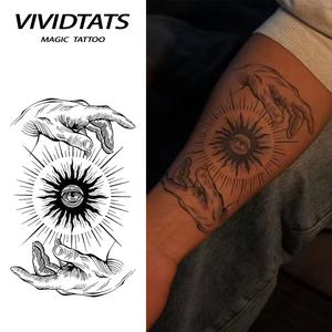 VIVIDTATS Eye of Restraint Half-Arm Herbal Tattoo Stickers - Premium Waterproof & Sweatproof, Scar-Covering, Semi-Permanent, Cool Stylish, Non-Reflective Tattoo Stickers for Men's Full Arm Tattoos temporary  tattoo  waterproof tattoo  set