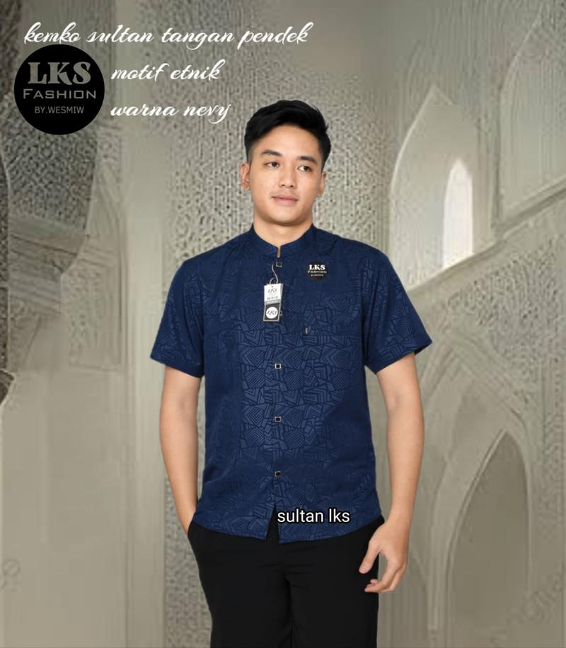 Product Introduction of Kemko sultan atau  Koko tangan pendek  Atasan Pria Dewasa motif etnik depan kancing vareasi bahan  Katun embos berkualitas terbaik Nyaman di pakai Baju Hitam 32