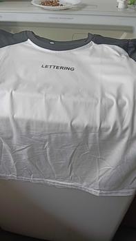 Product Review of Plus Size Irregular Letter Shoulder Short-Sleeved T-shirt Women's Summer New Belly Covering Short Top from i**z 0
