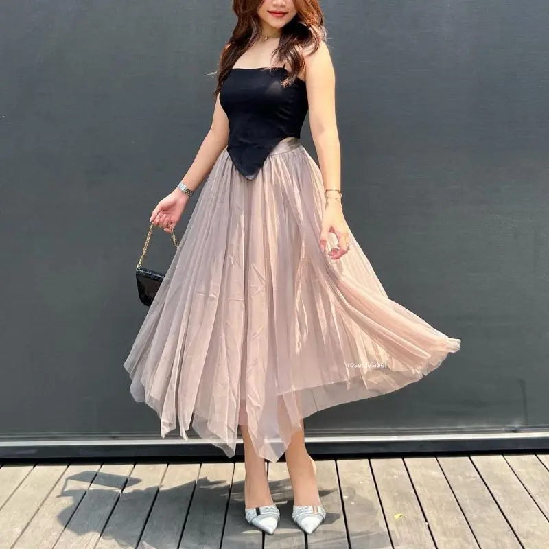 Rok Tutu Midi Skirt Two Layers Dewasa Tile 2 Premium 7/8 Wanita - Maxi Panjang Pesta 1