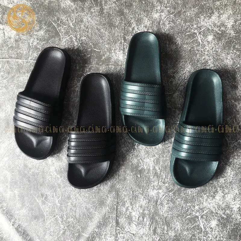 Dép lê đúc nam quai ngang đen siêu nhẹ 4 vạch dép thời trang đi sân vườn cà phê du lịch 0
