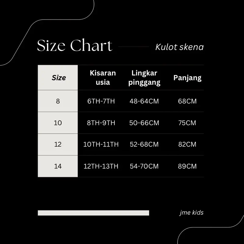 Jme kids skena - Celana kulot gombrong (skena) untuk anak usia 6th-13th kain jeans 1