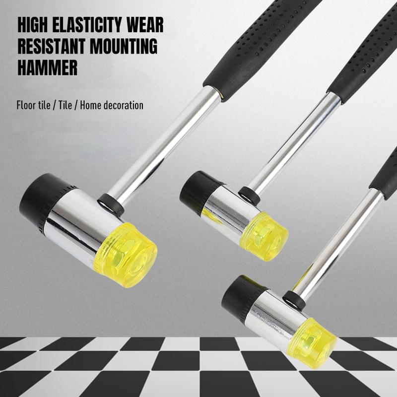 Product Introduction of 25/30mm Leather DIY Tool Double Face Soft Touch Hammer Black Plastic Coated Grip Double Head Rubber Hammer Handheld Tool 44