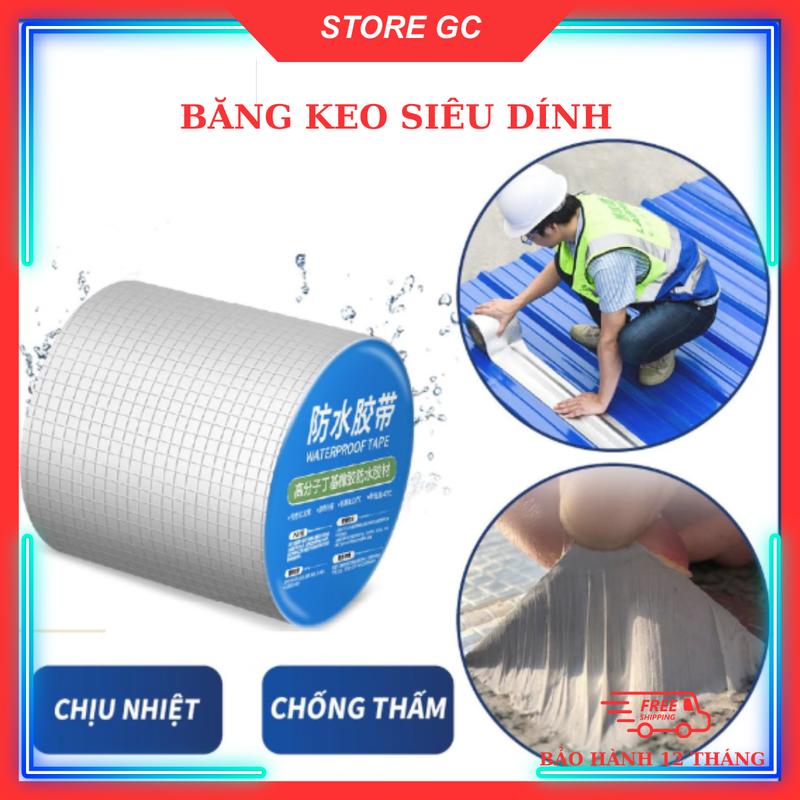 Băng Keo Chống Thấm Siêu Dính, Chống Thấm Nước Chịu Nhiệt Dán Xử Lý Vết Nứt Rạn Bề Mặt Bê Tông Gạch Men Mái Tôn Bạt Nuôi Thủy Sản