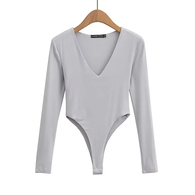 Jollybell.id BJ1859 Baju Atasan Wanita Jumpsuit Lengan Panjang Bodysuit Fit Body Fashion Leher V 7