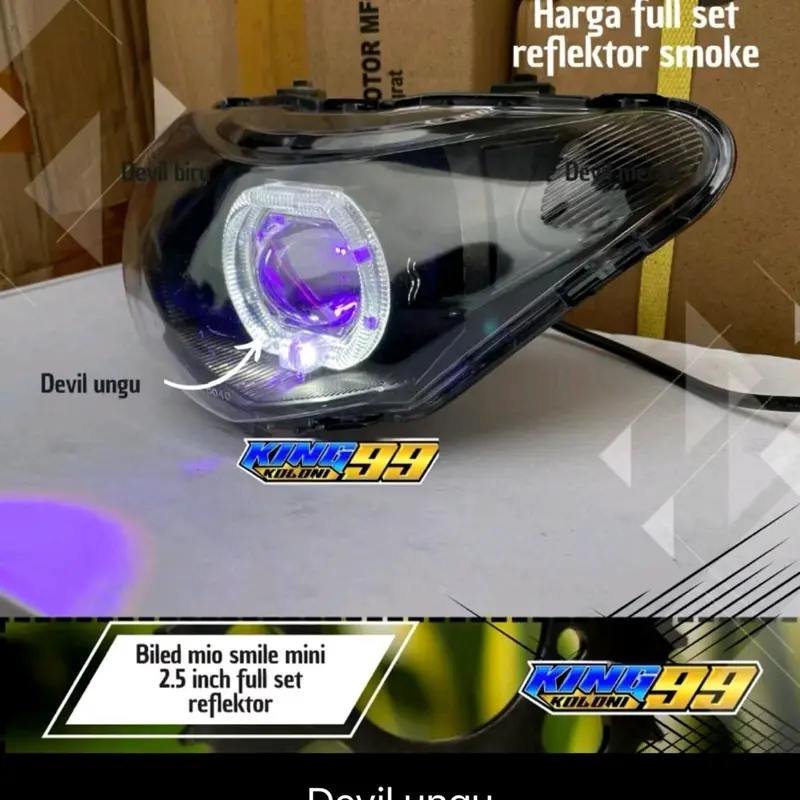 reflektor lampu depan y-mio new smile sporty plus billed proji ala ala 2,5 inci variasi warna devil Motorcycle 3