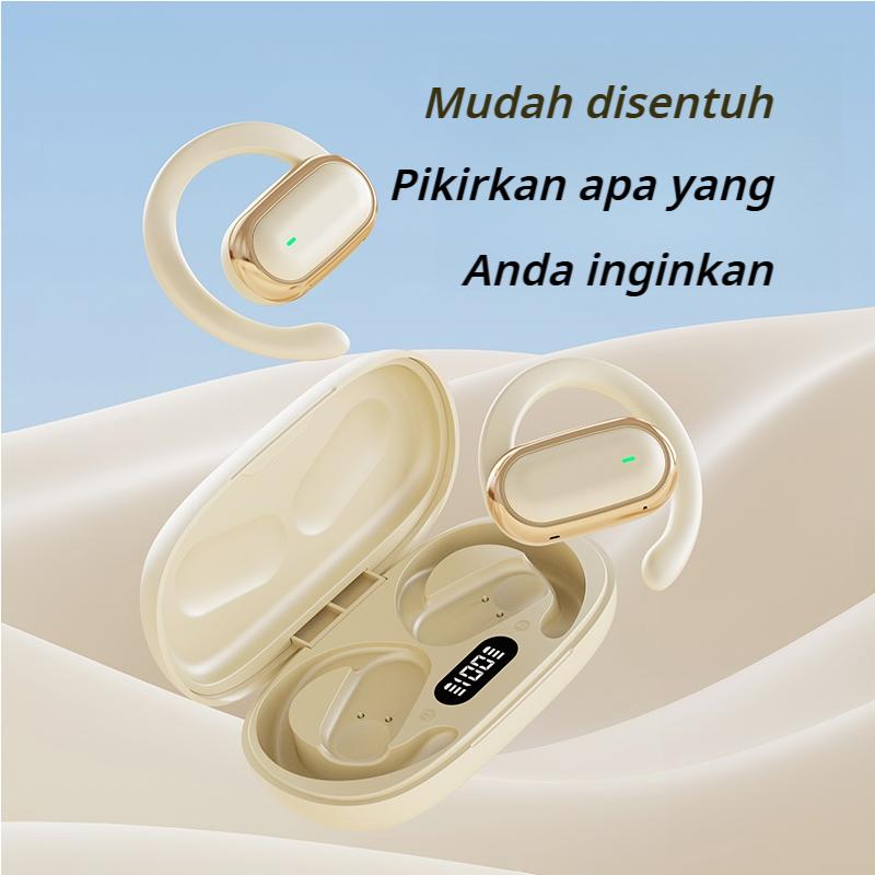 Original X96 TWS Headset Bluetooth 5.3 Wireless Earphone Yang Dapat Diputar 130° Open Ear Bone Conduction LED Digital Display OWS Olahraga Earhook Earphones Noise Reduction HIFI Stereo Bass Sports Headphones Sesuaikan posisi untuk Android lOS With Mic 1