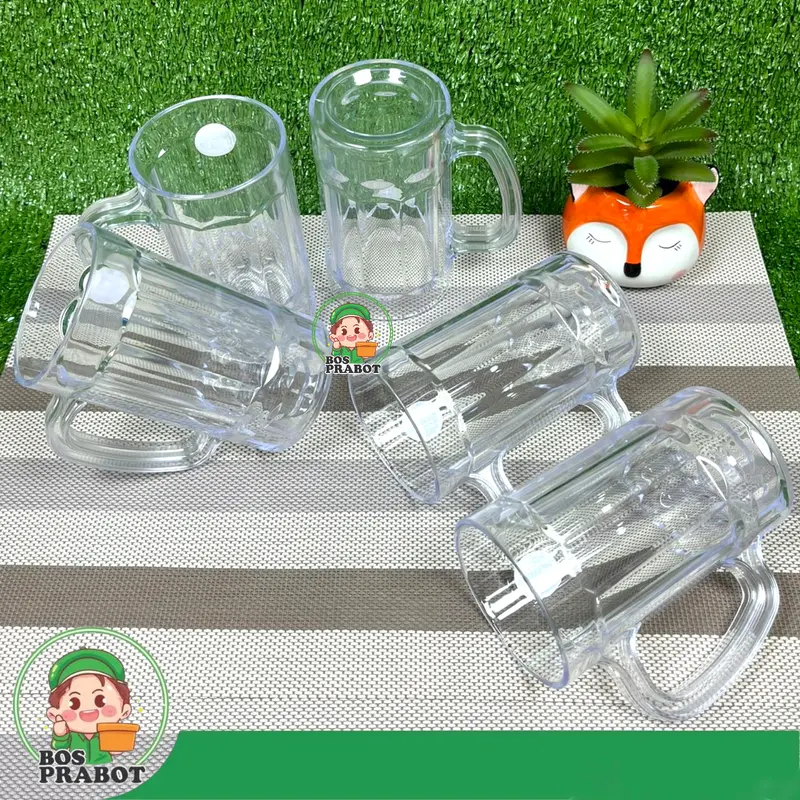 6PCS GELAS BEER 450ML / GELAS BENING GAGANG / GELAS ES TEH / GELAS AKRILIK TRANSPARANT Minuman Kopi Kitchenware 6