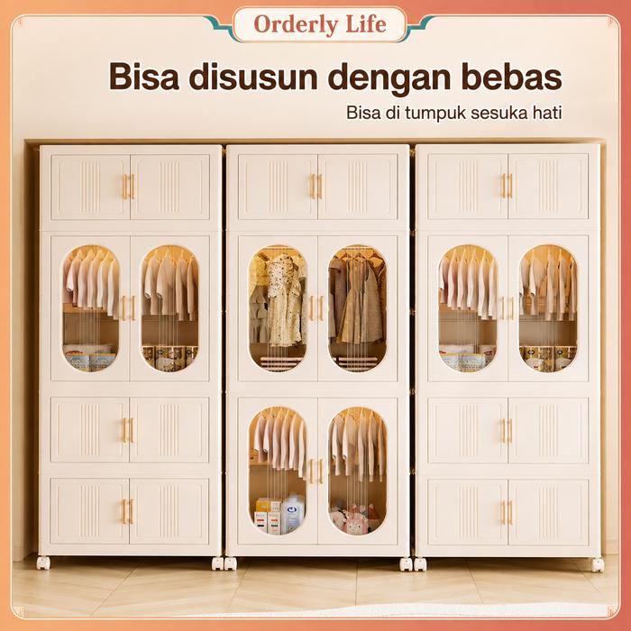 Promo 【OL】Lemari Plastik Pakaian Lipat Jumbo 60-80cm Lemari