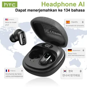 HTC NE75 TWS Wireless Translation Earbuds, Supports Real-Time Translation in 134 Languages, LED battery display, Bluetooth 6.0 Earphones, IPX5 Waterproof, HIFI Sound Quality, Suitable for Office, Sports, Study and Audio Calls | Built-in Microphone