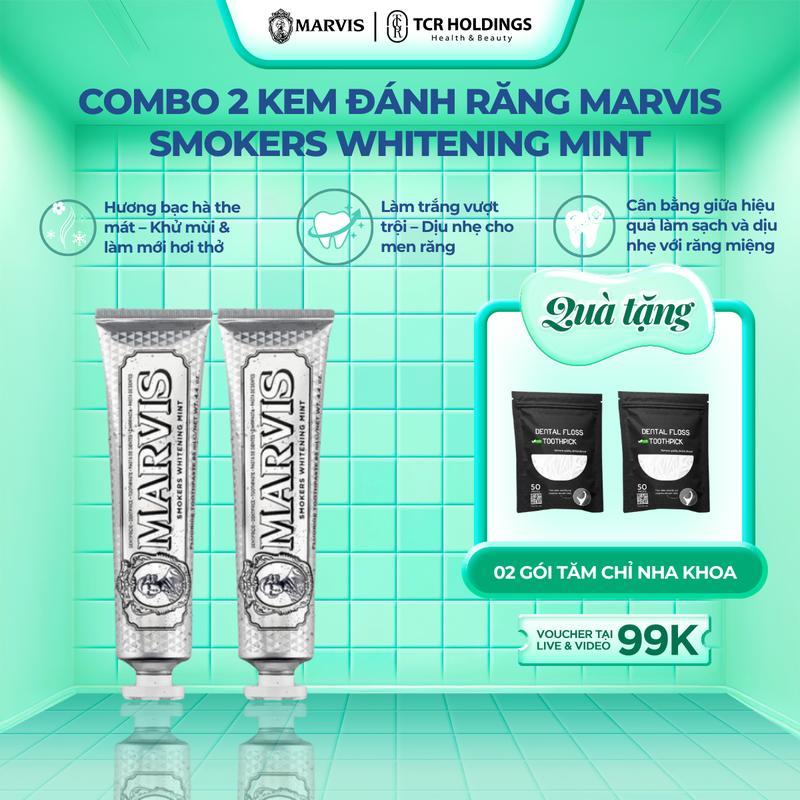 [QUÀ ĐỘC QUYỀN] Combo 2 Tuýp Kem đánh răng Marvis Smokers Whitening Mint 85ml - [IH]