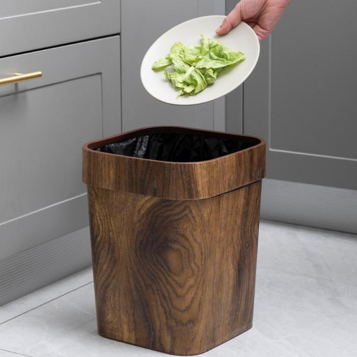 Thùng Rác Gỗ, Thiết Kế Vân Gỗ Sáng Tạo, Hình Vuông, Thích Hợp Cho Phòng Khách Và Phòng Ngủ, Dung Tích Lớn, Thùng Rác Gỗ