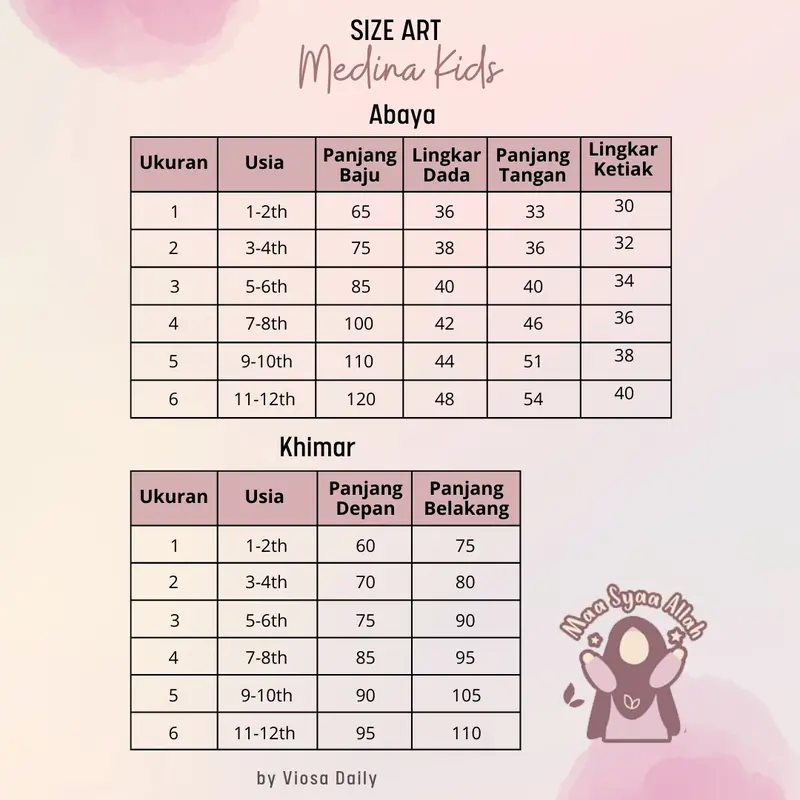MEDINA KIDS Abaya Anak Perempuan Set Hijab Syar'i Usia 7 - 12 Tahun 7