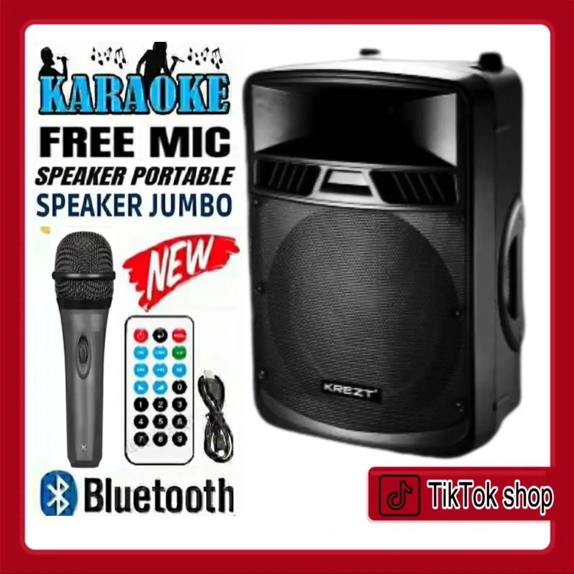 Speaker Bluetooth Karaoke Extra Super Bass Kimiso Free Mic Music Party / Salon Aktif Karaoke Suara Jernih