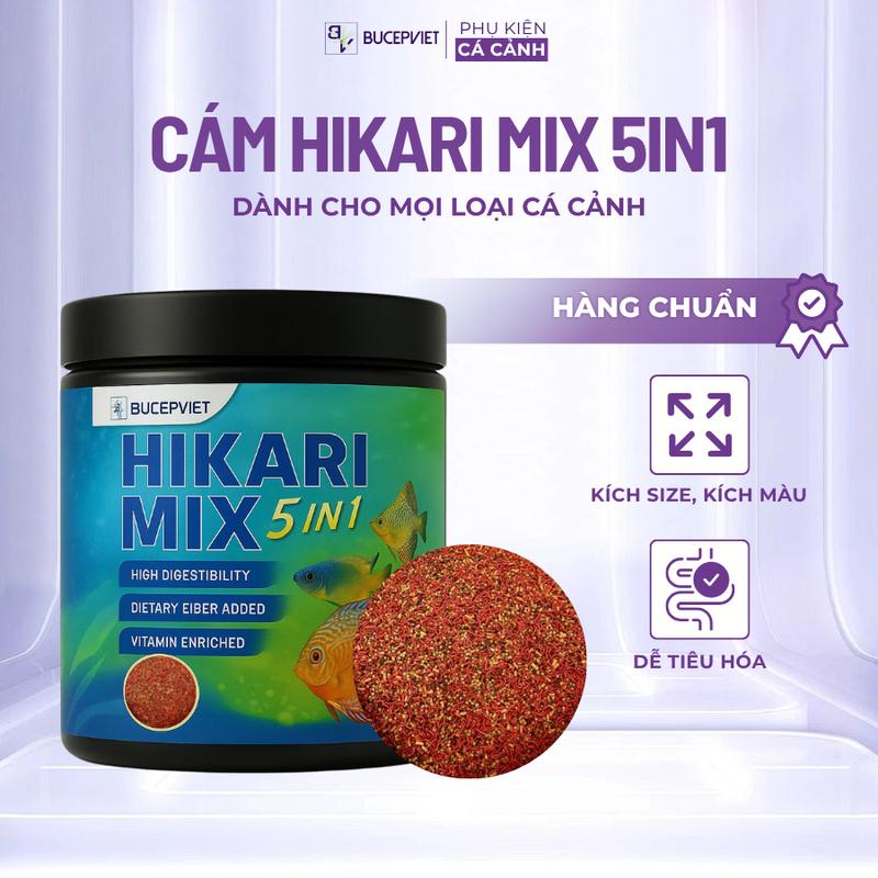Cám cao cấp Hikari Mix 5in1 Super Red Thức ăn cám trùnġ huyết đỏ kícḣ size kícḣ màu hỗ trợ tiêu hóa cho cá