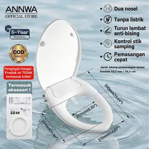 ANNWA Tutup Klosket Manual Penutup Tipe V Tanpa Perlu Listrik Pemasangan Mudah Cocok untuk Semua Jenis Klosket Pencucian Depan & Belakang Dapat Disesuaikan Tutup Lembut Nozzle Ganda Self-cleaning