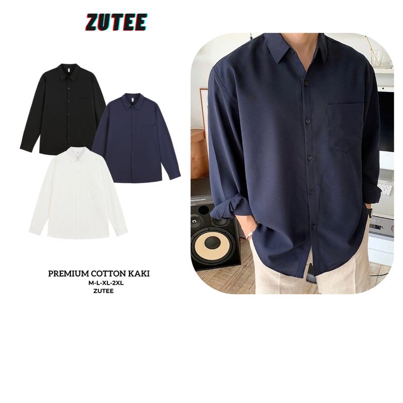  Áo Sơ Mi Dài Tay Nam Nữ ZUTEE Chất Kaki Cotton Mềm Form Unisex Phong Cách Hàn Quốc ZT03 