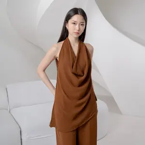 Georgios Women | Alerie Top | Atasan Blus Airflow Wanita Kekinian Polos Baju  Cewek Dewasa Top  Santai Nyaman Lembut Simple Modis Basic Oblong Formal Unik Kaos Panjang