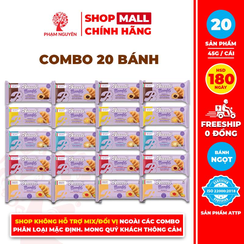Combo 20 Bánh Sừng Bò Bauli Moonfils Phạm Nguyên 45g | Bánh ăn sáng tiện lợi giàu dinh dưỡng | Bánh sừng trâu | Đồ ăn vặt Snack Food | Thức Ăn