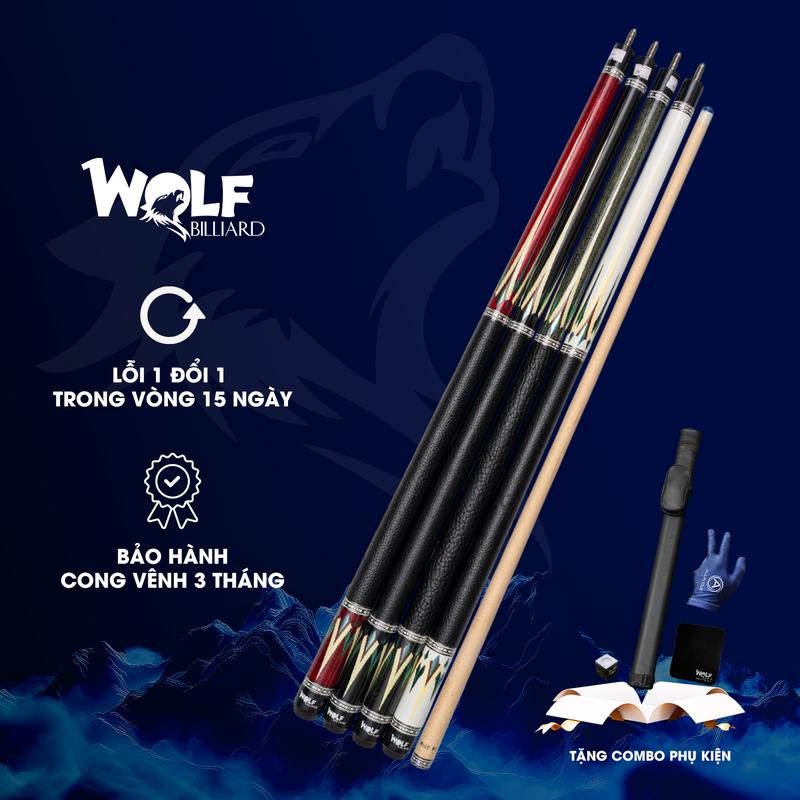 Cơ Bida  WOLF BA  Thuần Mộc Tay Cầm Da Bò Tẩy Nicest Kính Chính hãng tại XBilliards  Tặng kèm bao da lơ găng tay khăn lau  