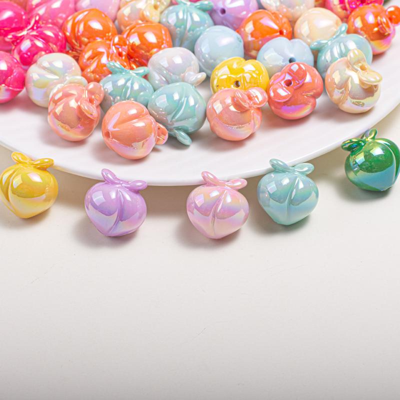 Product Introduction of Peach new solid color UV plated straight hole acrylic loose beads DIY mobile phone chain chain beaded pen bracelet accessories 8