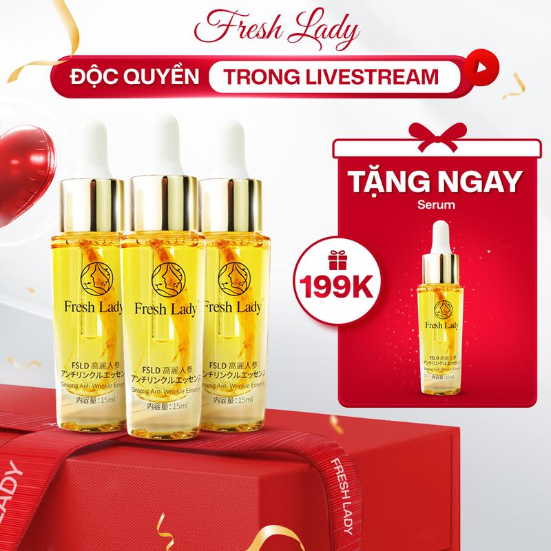 [LIVE] Serum Nhân Sâm Fresh Lady Hỗ Trợ Ngăn Ngừa Lão Hóa, Cải Thiện Nếp Nhăn, Mờ Thâm Nám, Dưỡng Da Sáng Đều - 15g