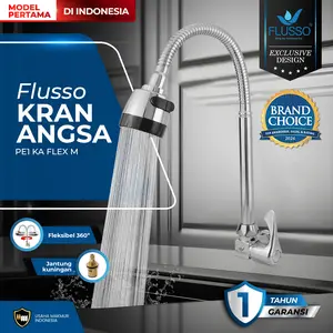 Kran Angsa Fleksibel Keran Dapur Cuci Piring Tembok Flex 1/2 Minimalis Chrome Garansi orginal FLUSSO