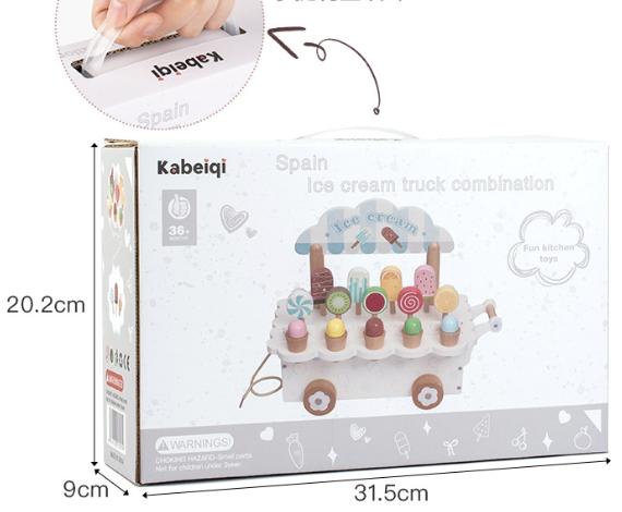 Product Introduction of Wooden simulation ice cream cone ice cream machine, boys and girls ice cream cart, children play house toys gifts 31