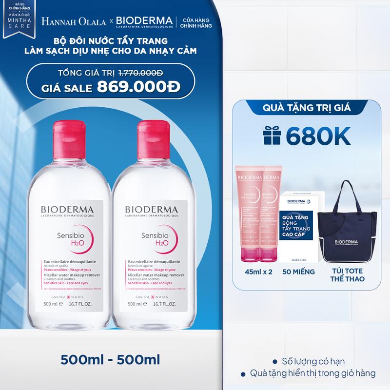 Bioderma x Hannah - Combo Tẩy trang Sensibio 500ml