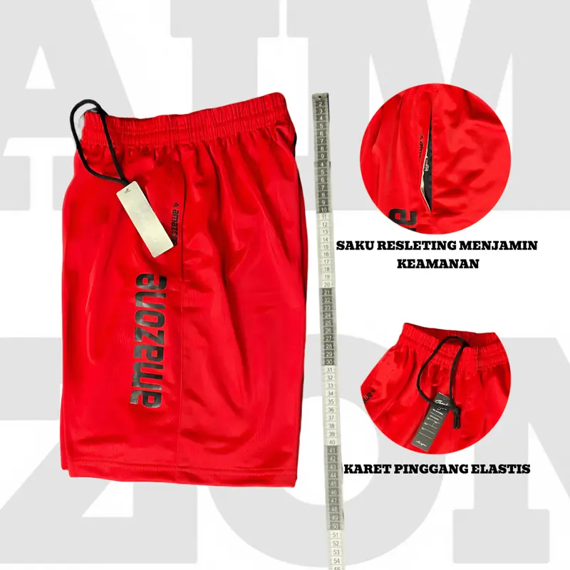 COD | Celana Pendek Olahraga Pria Dewasa Saku Resleting Pantai Casual Sport Short Pant Uniseks Running Gym Fitnes Badminton Jogging Volly Futsal Basket Renang Bahan Tebal Berkualitas Nyaman Cepat Kering Size L & XL 2