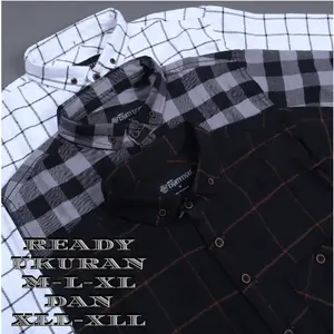 KEMEJA FLANEL LENGAN PANJANG PREMIUM DSHIKO PROJECT Pria Wanita Casual Motif Hitam Garis Putih Nyaman Harian Lembut Unisex
