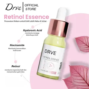 DRVE Retinol Essence 10ml - Serum Pencerah Wajah dengan Niacinamide Anti Penuaan & Anti Kerutan untuk Kulit Sensitif Aman Pakai