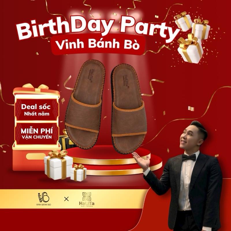 [Vinhbanhbo x DocTor Bảng Phối Viền] Dép Nam HaLiTa Da Bò Vân Chống Thấm Nước Đế Bằng Nhẹ Có Răng Cưa Chống Trơn Trượt Cao Su .