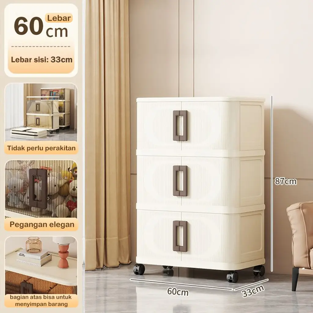 60cm-Putih krem-3 Susun