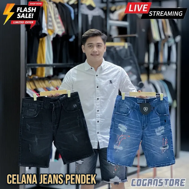 FREE PARFUM - Celana Jeans Pendek Karet HIGH QUALITY “ JS01 “ - COGANSTORE 0