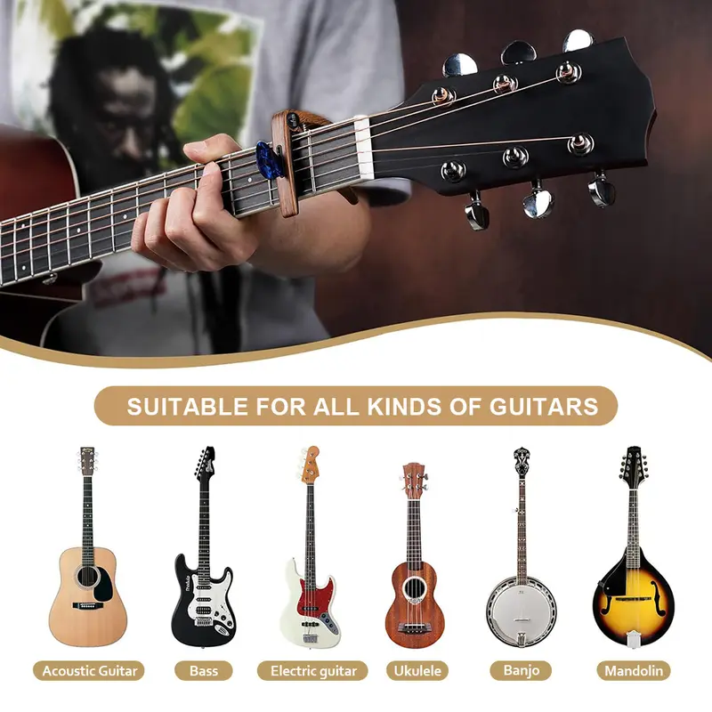 Rixton Guitar Capo Lgl 06 Clamp Aluminum Alloy Metal Wood Grain Quick Change Acoustic Capo 1