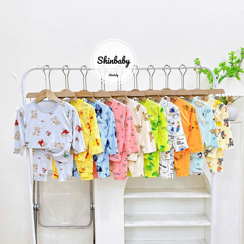  | Shinbaby Kids | Set 4 Bộ Quần Áo Dài Tay Thun Lạnh Mềm Mát Nhiều Hình In Dễ Thương Cho Bé Mặc Ngủ Nằm Điều Hoà Chống Muỗi 