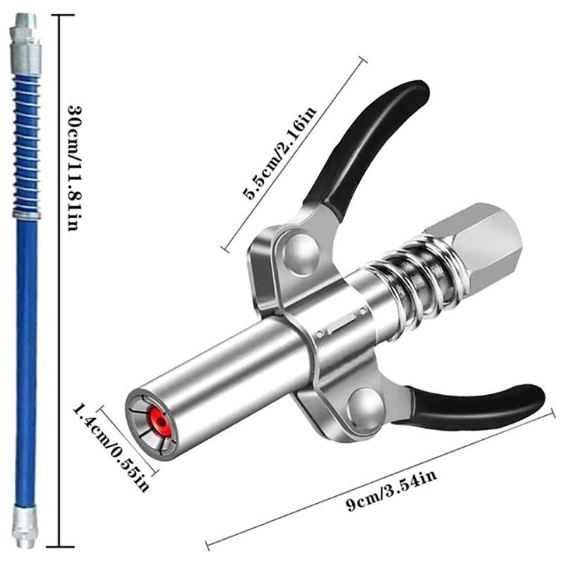 Product Introduction of Lensent Car Grease Nozzle + 30cm hose Grease Coupler Heavy-Duty Quick Release Grease Gun Coupler Two Press Easy to Push Accessories 28