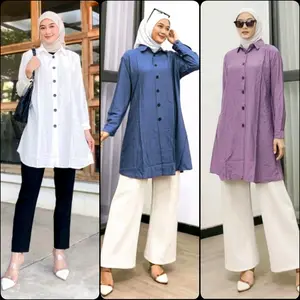 Fara Tunik Model Kemeja Lengan Panjang Bahan PoloLinen SIZE M L XL XXL 3XL JUMBO Pakaian Wanita Muslimah Terbaru - Atasan Velita Busui Wuhdu Freandly Dewasa