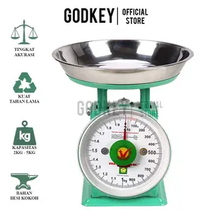 RH-2KG / 5KG Timbangan Manual Jarum Vietnam Renkmhe Kapasitas 2 Kg 5 Kg Spring Dial Scale Besi Plat Tebal Mangkok Meja Hijau 2kg 5kg Ayam Daging Barang Sembako