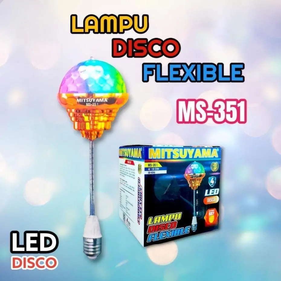 Lampu Disko E27 Crystal Magic Ball Flexible Lampu Warna-warni Berputar Tahap Rgb Led Bulb Untuk Rumah Pesta MS-351 Disco