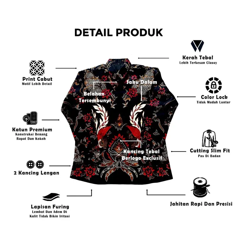 Kemeja batik solo premium slimfit lapis furing kombinasi warna ungu taro hitam bahan katun halus Pria 5