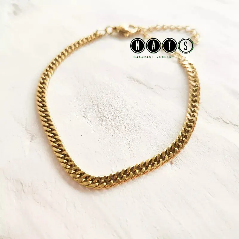 Nats Living: Gelang Tangan Titanium Wanita Anti Karat, Sisik Naga Cubani 0