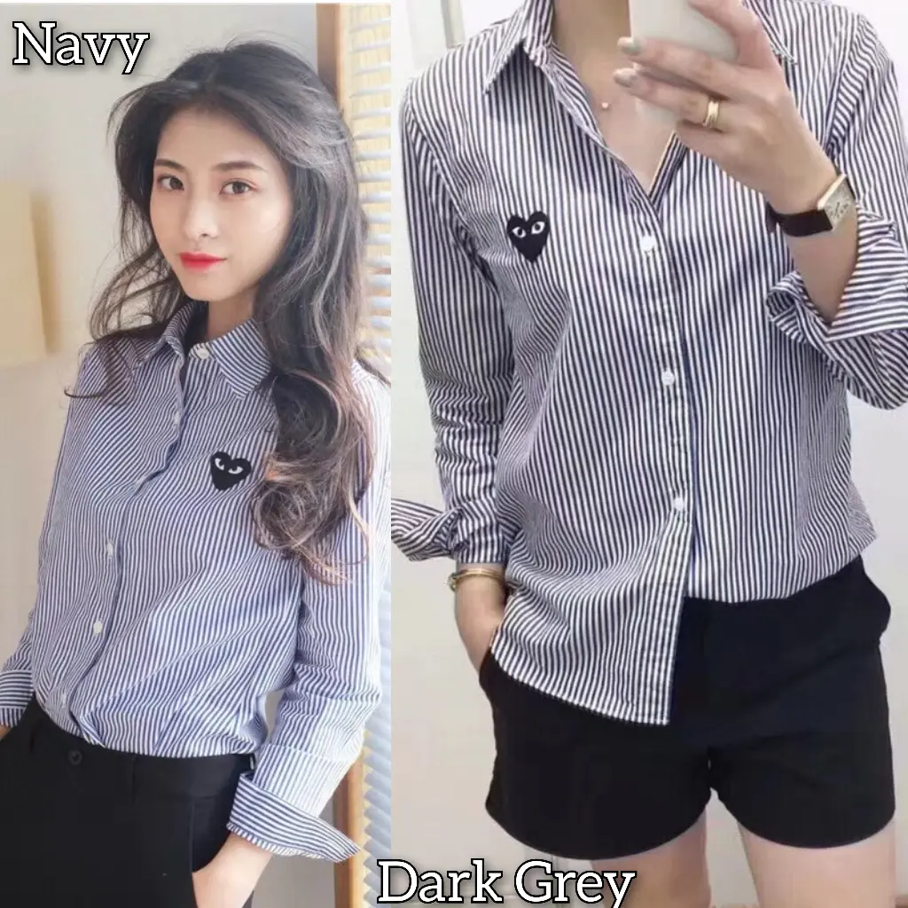 RED Kemeja Garcon Lover 8-001/Kemeja Kantor/Kemeja Salur/Atasan Wanita/Kemeja Couple/kemeja unisex