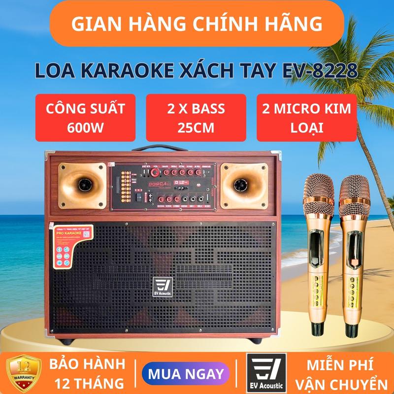 [EV-8228 600W] Loa Kéo Xách Tay Hát Karaoke Di Động Bluetooth Đa Năng 2 Bass 25 Công Suất Lớn Chính Hãng Giải Trí Nghe Nhạc Dã Ngoại Bảo Hành 12 Tháng Mẫu Mới 2025